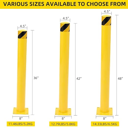 Safety Bollard 2 Packs, 42 Inch Height Steel Post, 4.5 Inch Diameter Parking - Image 7