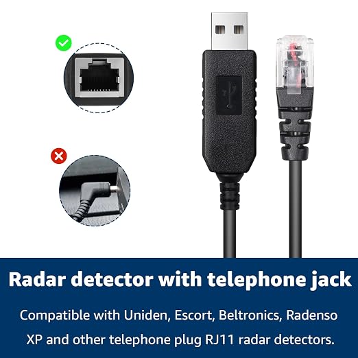 6.56FT USB to RJ11 Plug Cable, Radar Detector Cable Compatible - Image 7