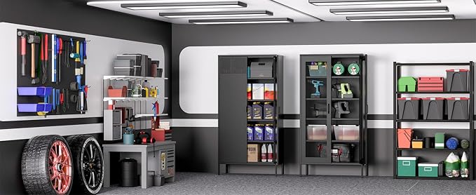Metal Storage Cabinets with 4 Adjustable Shelves,Black Metal File Cabinet - Image 6