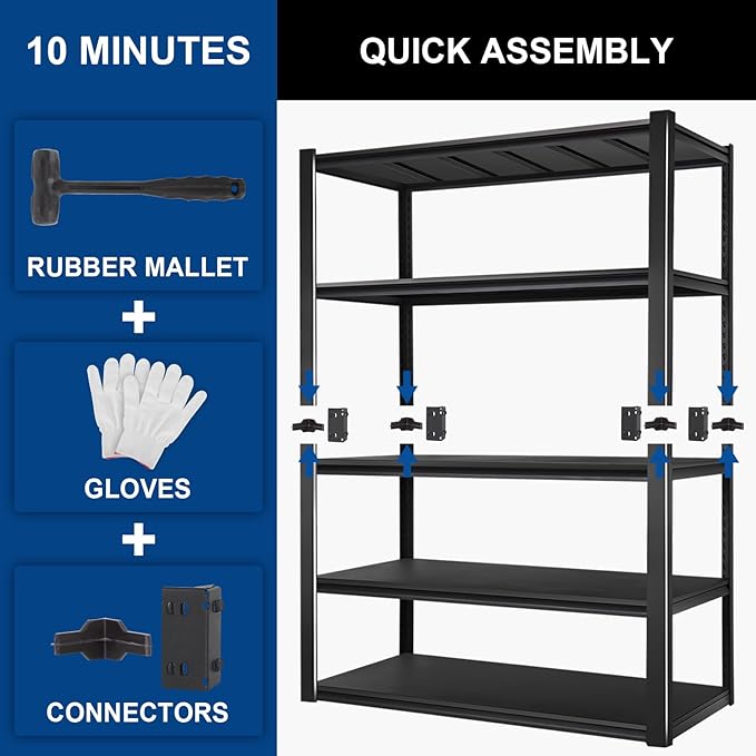 BILT HARD 5-Tier 48" W x 24" D x 72" H Garage Shelving, 3500 lbs Industrial - Image 8