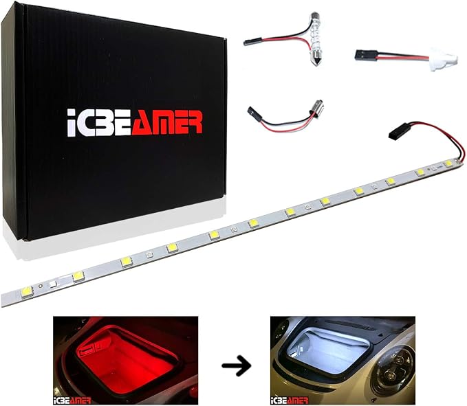 ICBEAMER 12" Red to White 18 SMDs 2835 LED Strip Light Universal Fit Car Trunk - Image 7