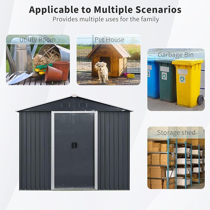 8x4 FT Outdoor Storage Shed, Metal Shed - Image 7
