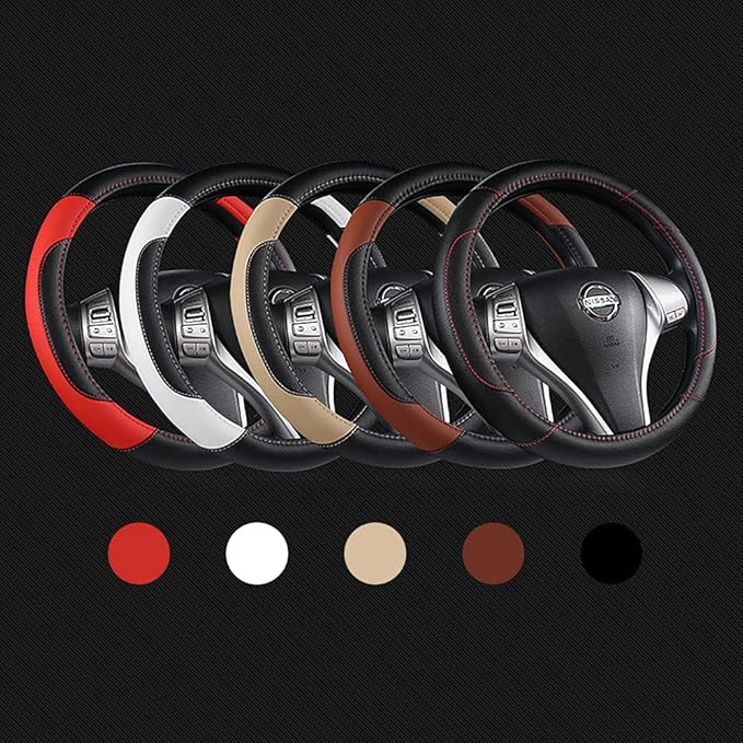 Leather Car Steering Wheel Cover, Non-Slip Car Wheel Cover Protector Breathable - Image 6