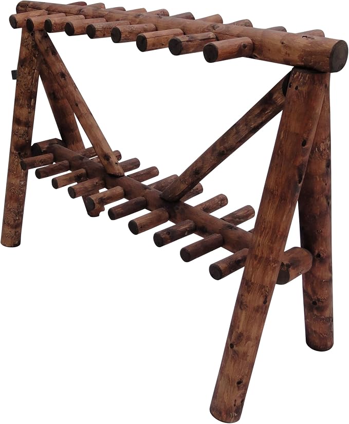 21-Place Freestanding Log Ski Rack Holder, Indoor & Outdoor Snowboard Racks - Image 6