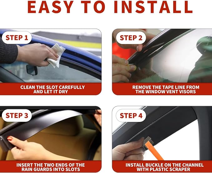 4PCS in Channel Rain Guards for 2014-2020 Nissan Rogue S SV SL, Durable Window - Image 7