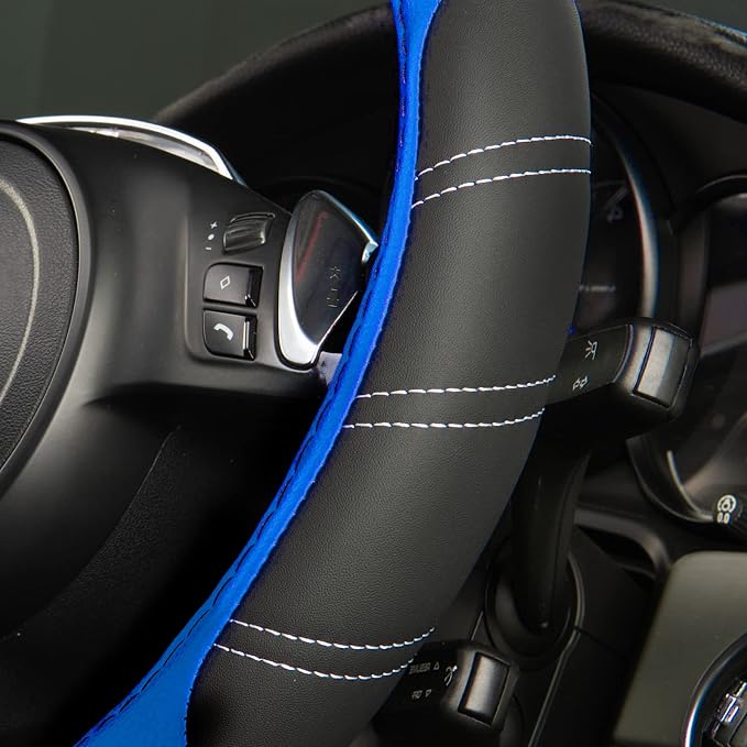 CAR PASS Line Rider Microfiber 15.5-16 Inch Leather Sporty Steering Wheel Cover - Image 6