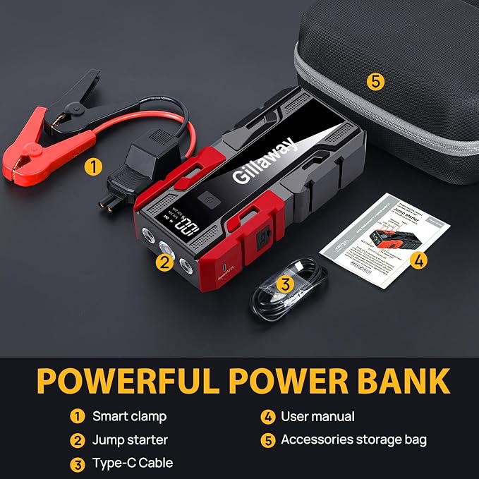 001B 3000A Car Jump Starter Battery Pack, 12V Car Battery Charger, Jump Box - Image 7