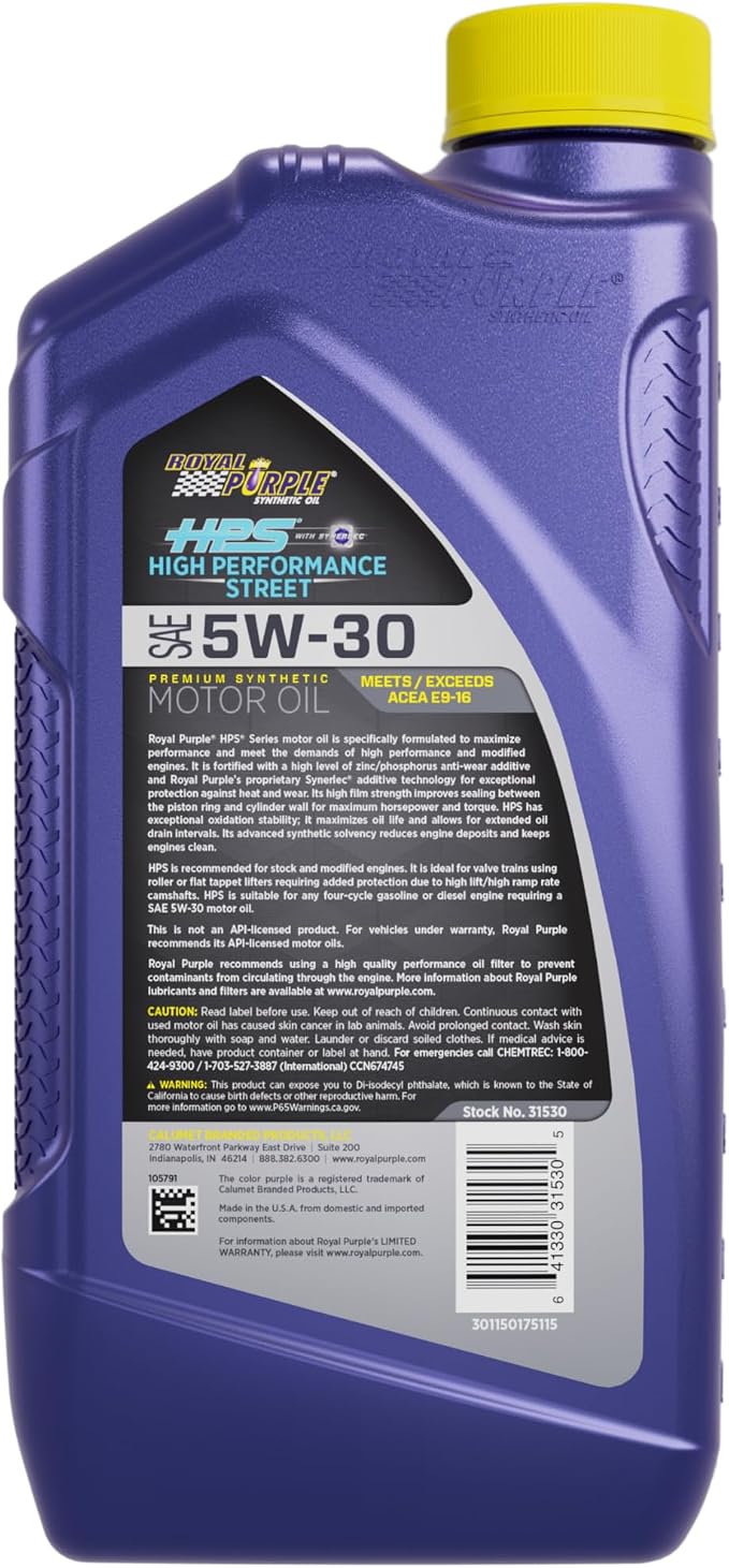 Royal Purple 31530 HPS 5W-30 High Performance Street Synthetic Motor Oil - Image 2
