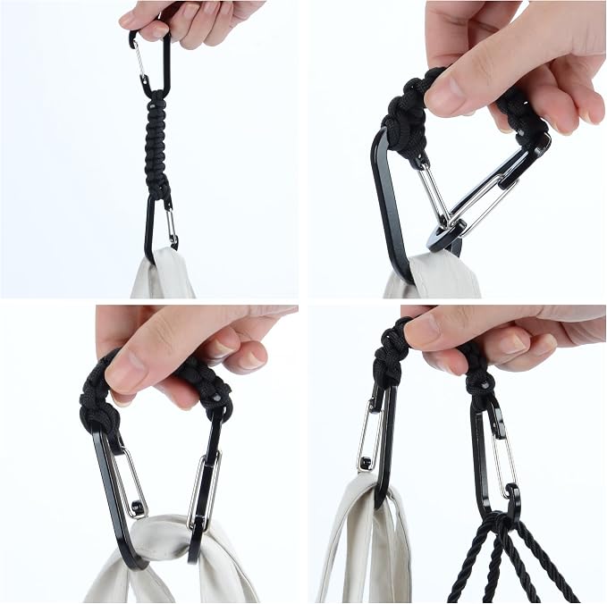BRAVESHINE Paracord Keychain Carabiner Clip, D Ring Lanyard Hanger Stroller Hook - Image 9