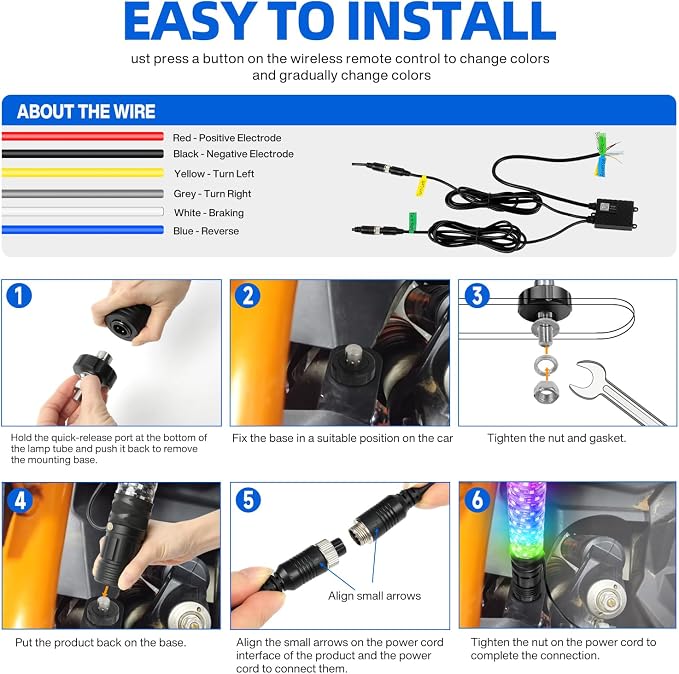 2Pack 2FT Fat Whip Lights, LED Whip Lights - Image 6