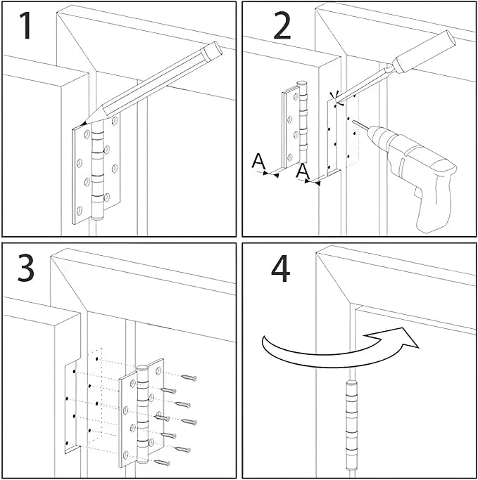 24 Pack Interior Satin Door Hinges Brushed Nickel 3.5 Inch x 3 1/2" 5/8" Rudius - Image 7