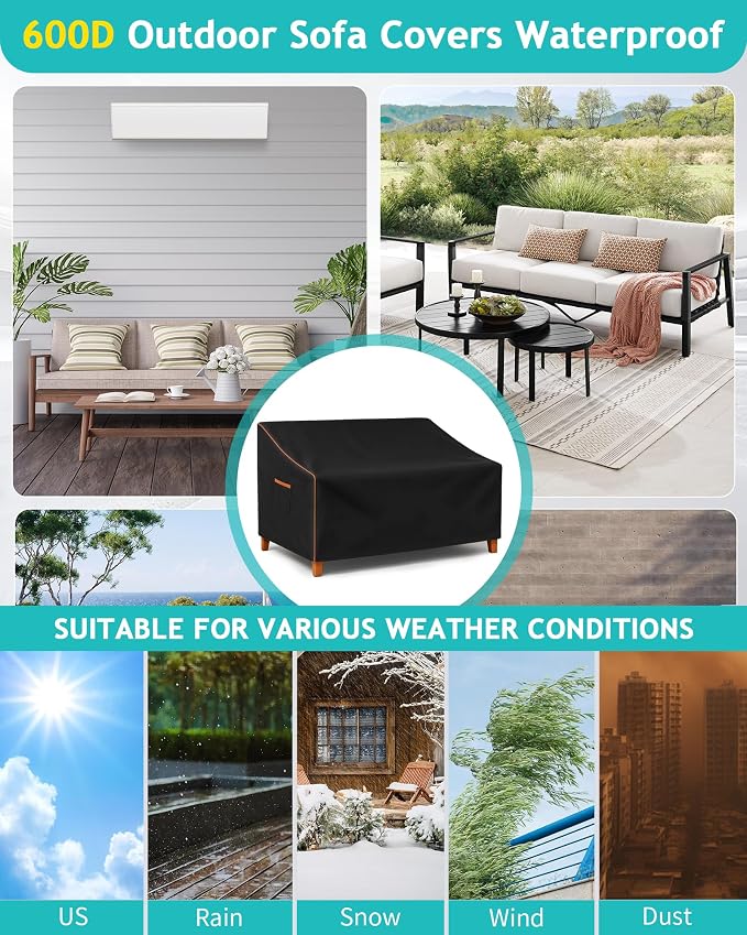 Outdoor Sofa Cover, Waterproof Patio Furniture Cover 60W x 36D x 33H inches - Image 7