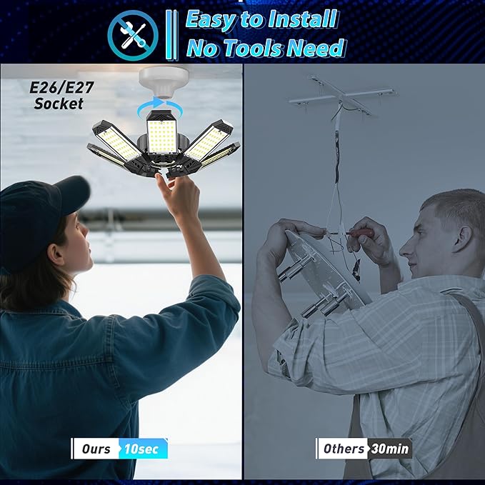 ISKYDRAW LED Garage Lights 2 Pack, 260W 26000LM Bright Shop Light - Image 7