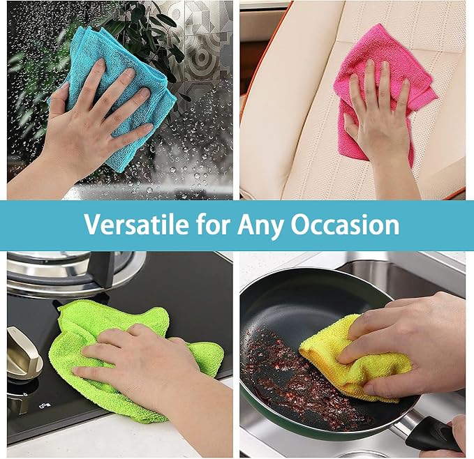 HOMEXCEL Microfiber Cleaning Cloth, 100 Pack Cleaning Rags, Cleaning Towels - Image 8