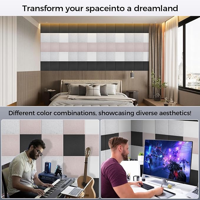 15 pcs 165dtex Microfiber Acoustic Panels ,Self-Adhesive Soundproof Wall Panels - Image 6