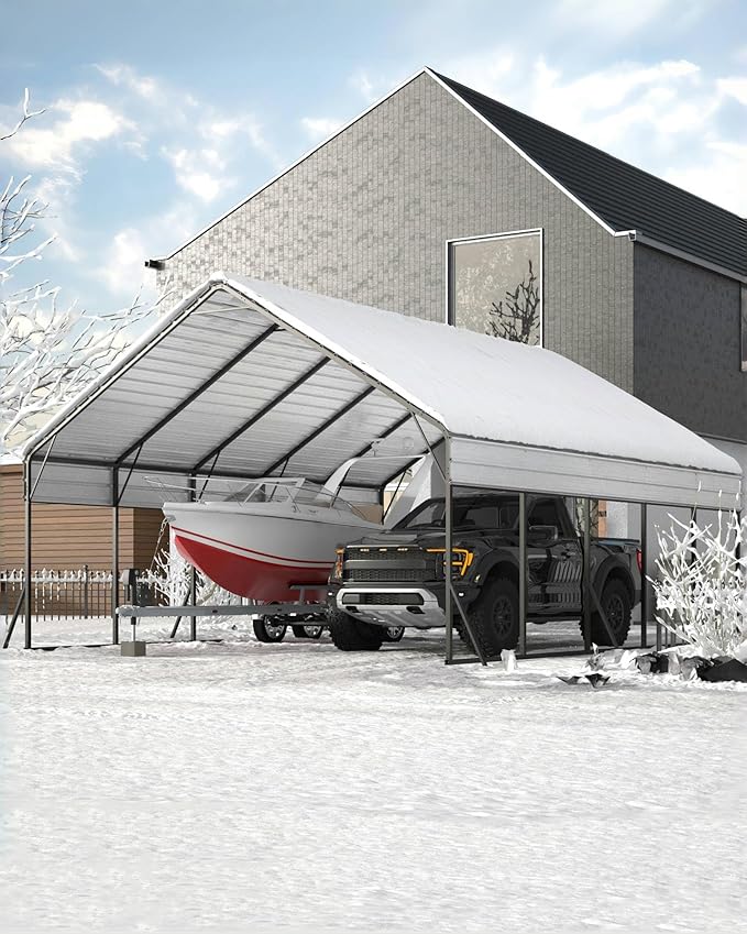 20'x25'x13' Metal Carport for 2 Cars, Heavy Duty Extra Tall Carport for Heavy - Image 8