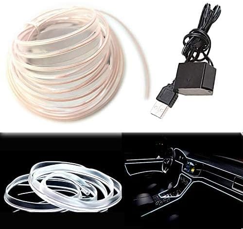 El Wire White Interior Car LED Strip Lights, 3M Neon Wire USB 5V - Image 2