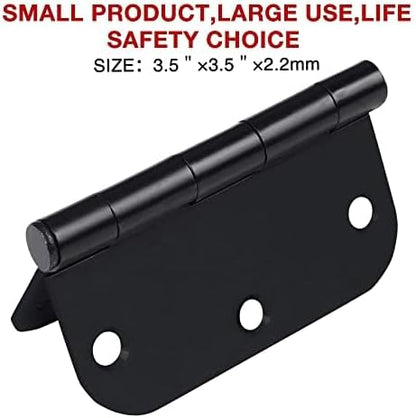 1 Pack Rounded Matte Black Door Hinges 3.5 Inch 5/8" Radius - Image 5