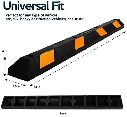 ZONETECH Large Heavy Duty Rubber Parking Curb – 72” Premium Quality Auto Garage - Image 5