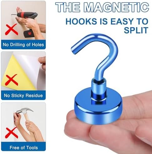 LOVIMAG Magnetic Hooks for Cruise Cabins, 80lbs Blue Magnetic Hooks for - Image 6