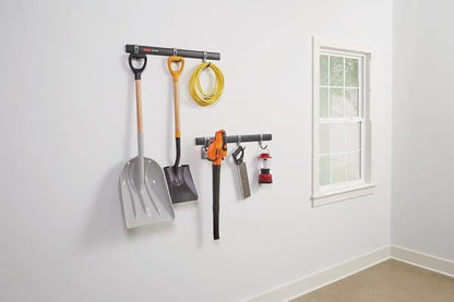 Rubbermaid Garage FastTrack 8-Piece Small Kit Black/Grey All-in-One Rail & Hook - Image 10