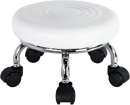 Modern PU Leather Low Round Rolling Stool by WKWKER