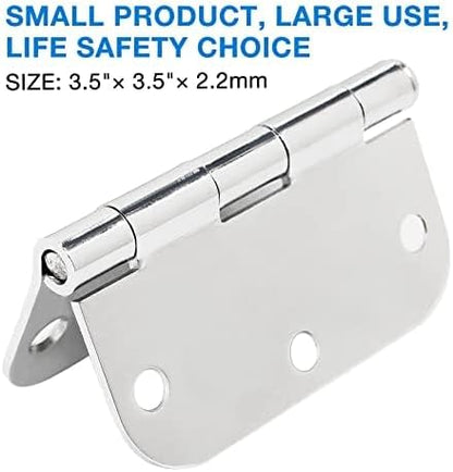 18 Pack Interior Door Hinges Polished Chrome 3.5 inch X 3-1/2" 5/8 Radius - Image 3