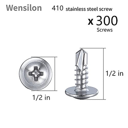 Wensilon（300pcs）#8×1/2”for Sheet Metal Self-Tapping Screws 410 Stainless Steel - Image 2