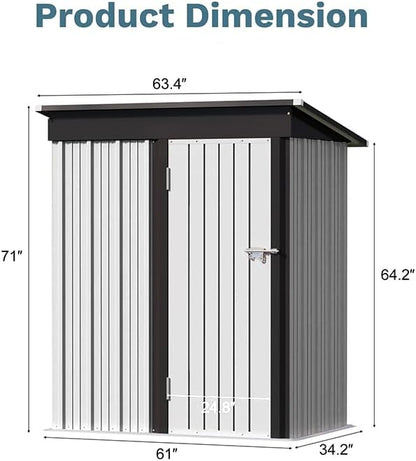 Greesum 5×3 FT Outdoor Storage Shed, Metal Storaged Sheds Without Floor - Image 3