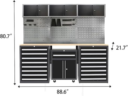 JZD Garage Tool Storage Cabinet System, Included Pegboard Back Panel, No Wall - Image 2