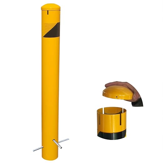 58" High 4-1/2" OD Steel Bollard Post Underground Mount, Cap Removable Safety by BIGalleons