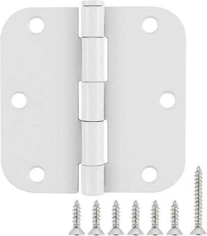6 Pack 3.5 Inch Door Hinges White Matte Rounded 3 1/2 Inch Noise Free Iron by TDCHINGES