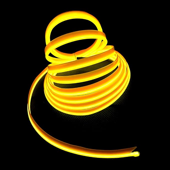El Wire Yellow Interior Car LED Strip Lights, 5M Neon Wire USB 5V - Image 3