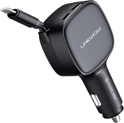 Retractable Car Charger USB C, 84W Max, Ultra-Compact, Type-C Fast Charger by Unknown