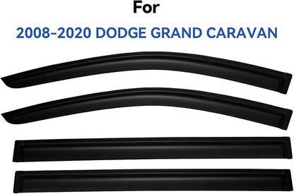 Window Visors Rain Guards for 2008-2020 Dodge Grand Caravan, Out-Channel Window - Image 2
