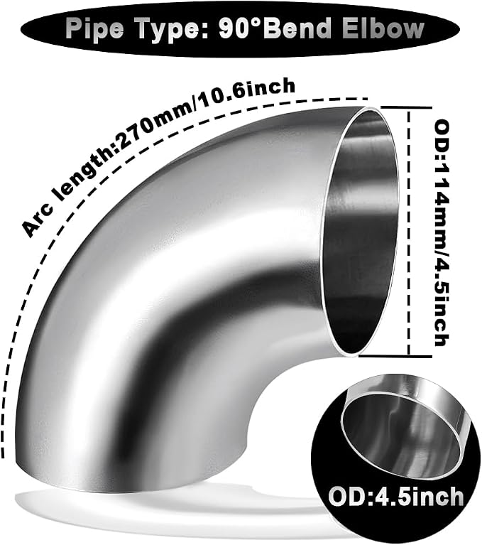 Cotonake 4.5 Inch Exhaust Elbow Pipe 90 Degree Bend Elbow - Image 2