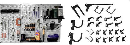 Wall Control Metal Pegboard Tool Organizer Kit and Wall Control 26 Piece Deluxe by Wall+Control