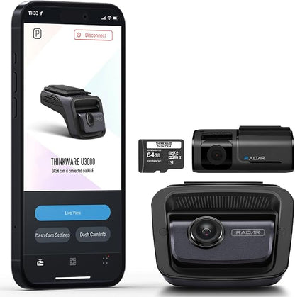 Thinkware 4K Dual Dash Cam, U3000 Front & Rear by THINKWARE