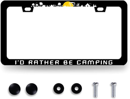 I'd Rather be Camping License Plate Frame Mountain Camper License Plate Holder by RNKATIH