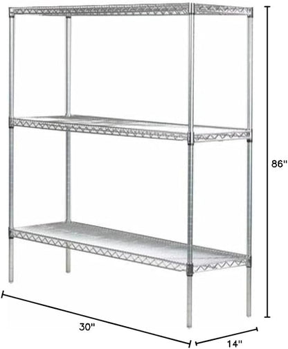 Omega 14" Deep x 30" Wide x 86" High 3 Tier Chrome Starter Shelving Unit - Image 2
