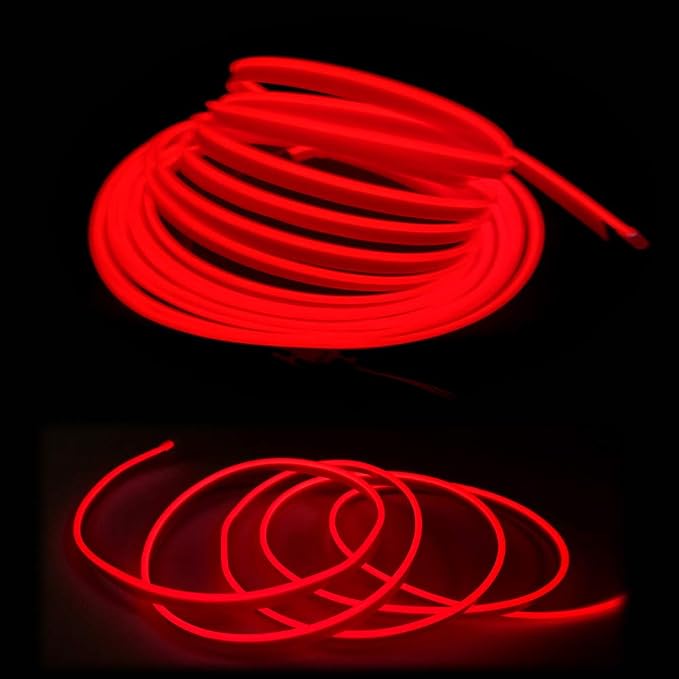 El Wire Red Interior Car LED Strip Lights, 3M Neon Wire USB 5V - Image 3