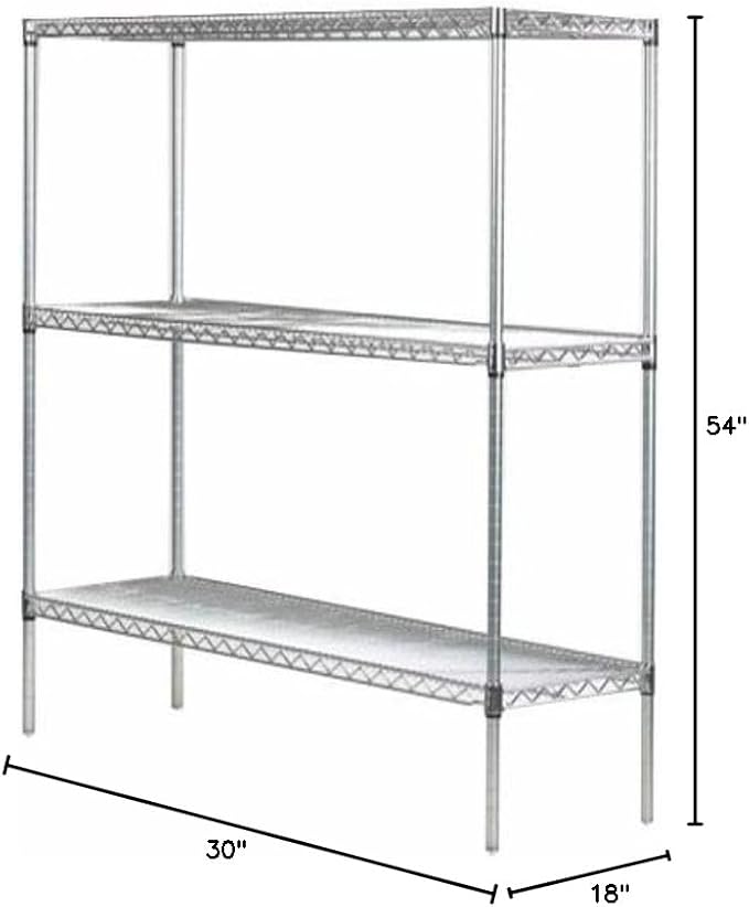 Omega 18" Deep x 30" Wide x 54" High 3 Tier Chrome Starter Shelving Unit - Image 2