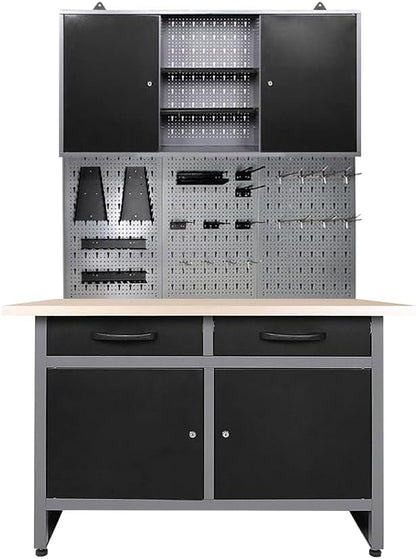 JZD Industrial Steel Garage Storage Cabinet System, Included Pegboard Wall by JZD