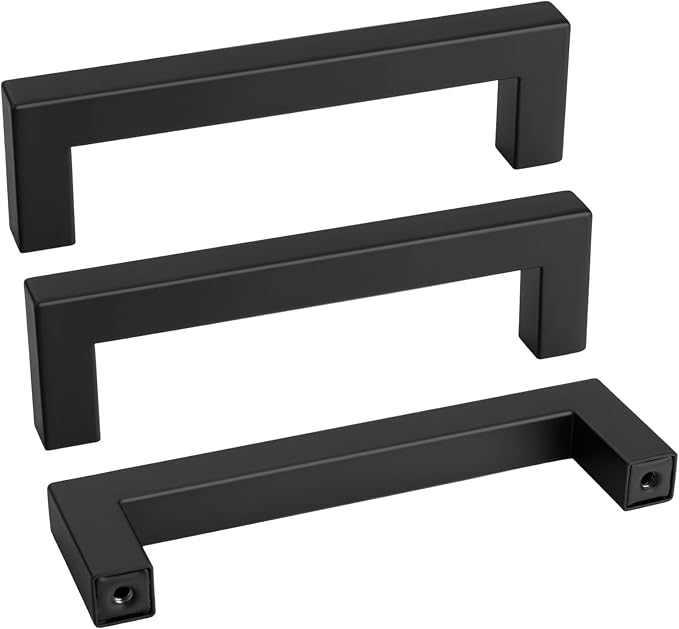 goldenwarm 50 Pack 4 INCH Black Square Bar Cabinet Pull by goldenwarm