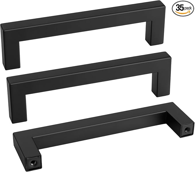 goldenwarm 35 Pack 4.5INCH Drawer Pulls Black Modern Cabinet Hardware by goldenwarm