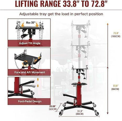 Transmission Jack with Wheels-Hydraulic Transmission Jack with Foot Pedal - Image 2