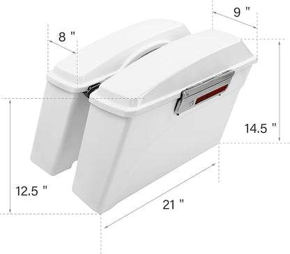 XFMT Motorcycle Saddlebags White Hard Saddle Bags Trunk - Image 4