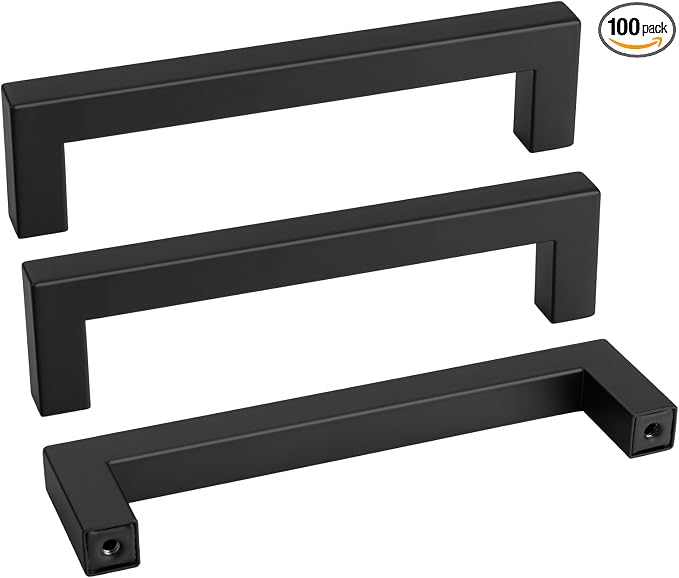 goldenwarm 100 Pack 5 Inch Black Cabinet Handles by goldenwarm