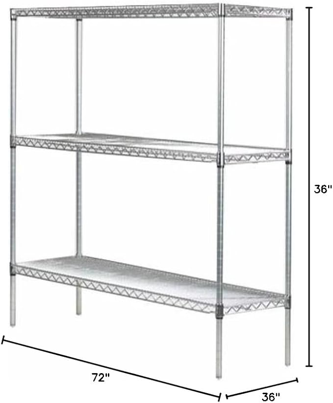 Omega 36" Deep x 72" Wide x 36" High 3 Tier Chrome Starter Shelving Unit - Image 2
