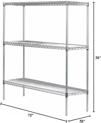 Omega 36" Deep x 72" Wide x 36" High 3 Tier Chrome Starter Shelving Unit - Image 2